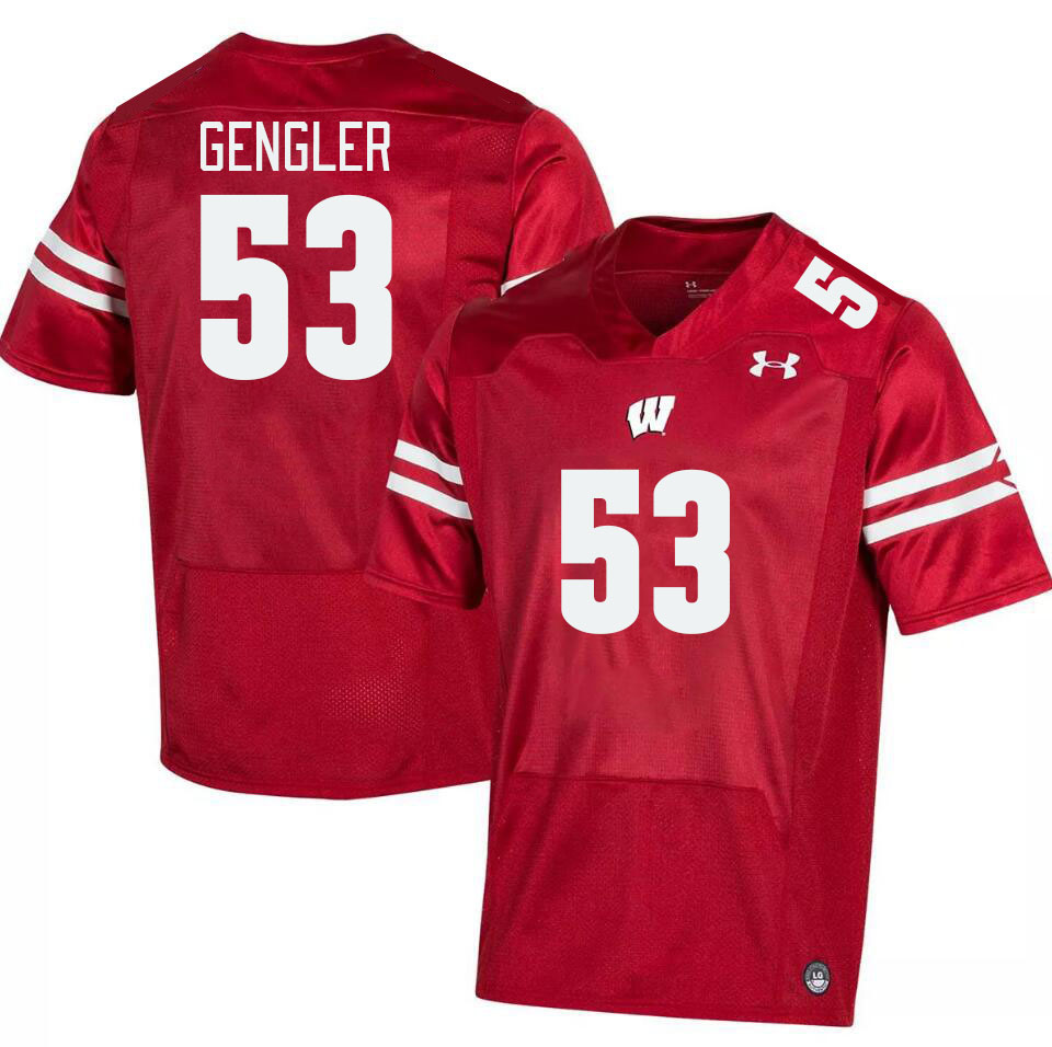 Men #53 Ross Gengler Winsconsin Badgers College Football Jerseys Stitched Sale-Red - Click Image to Close